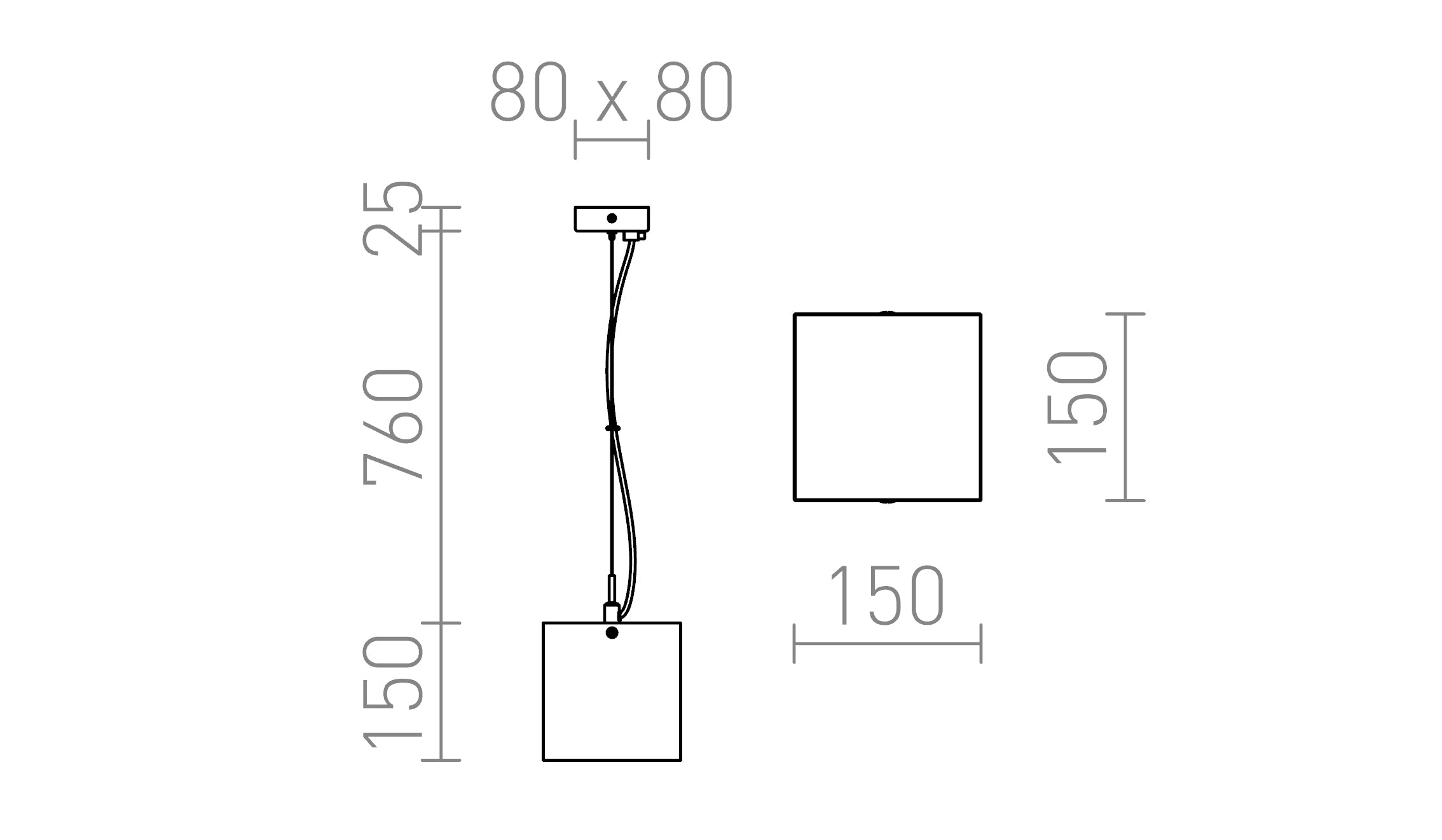 LUCIA 15x15 suspendat lampă - Product sketch