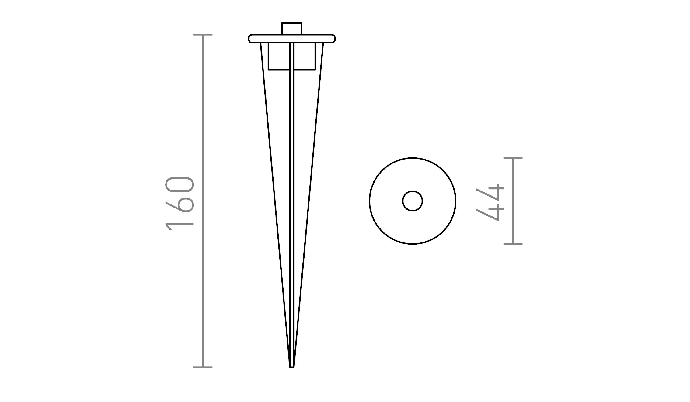 Universele grondspies - Product sketch