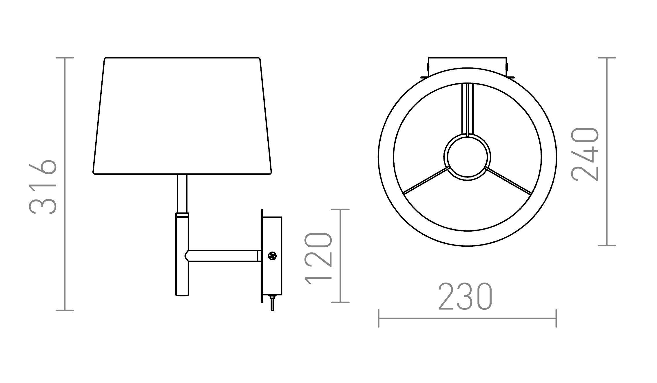 BROADWAY de perete lampă - Product sketch