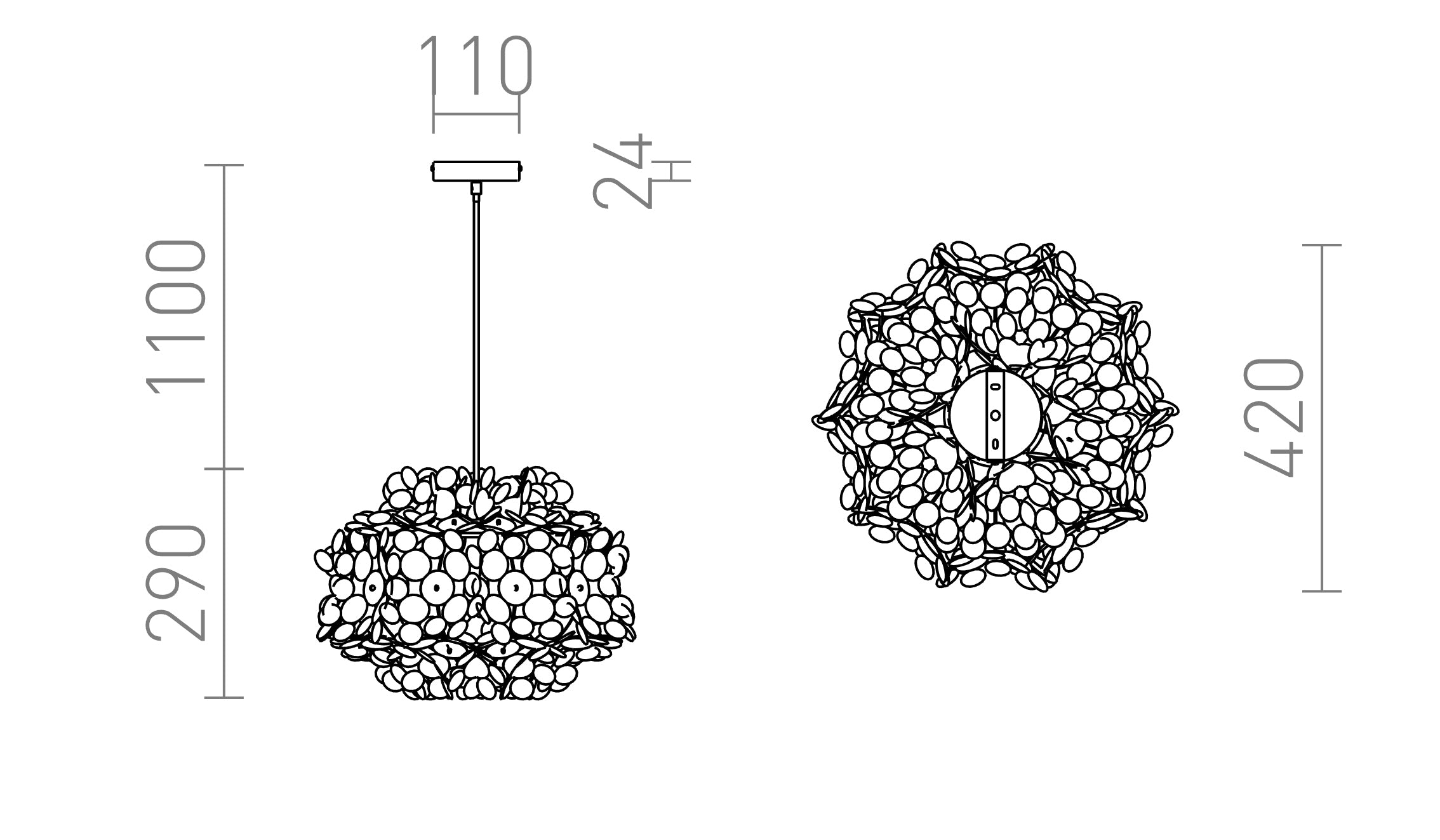 CONFETTI pendel lampa - Product sketch