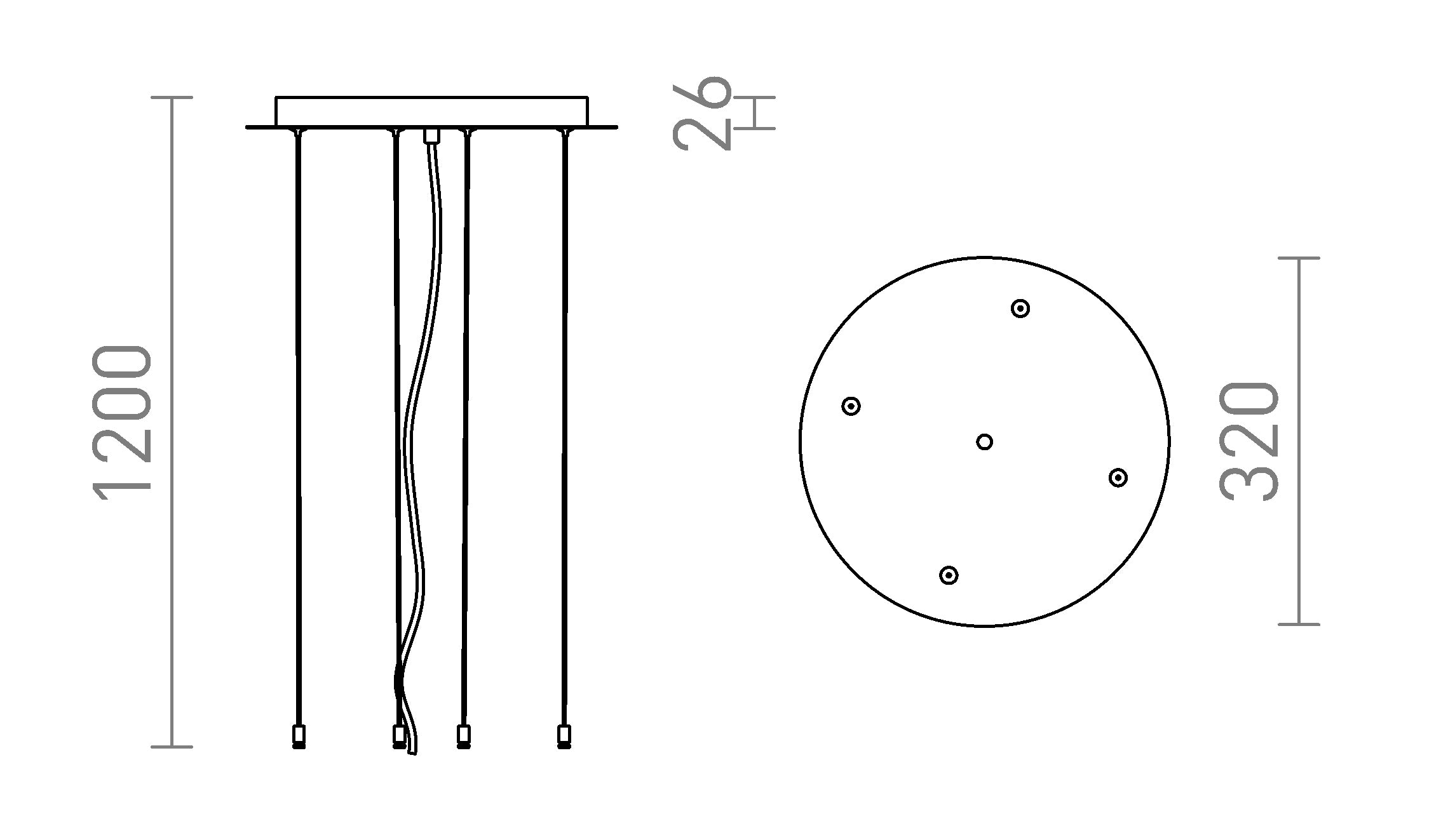 MEZZO 80 závesná súprava lampa - Product sketch