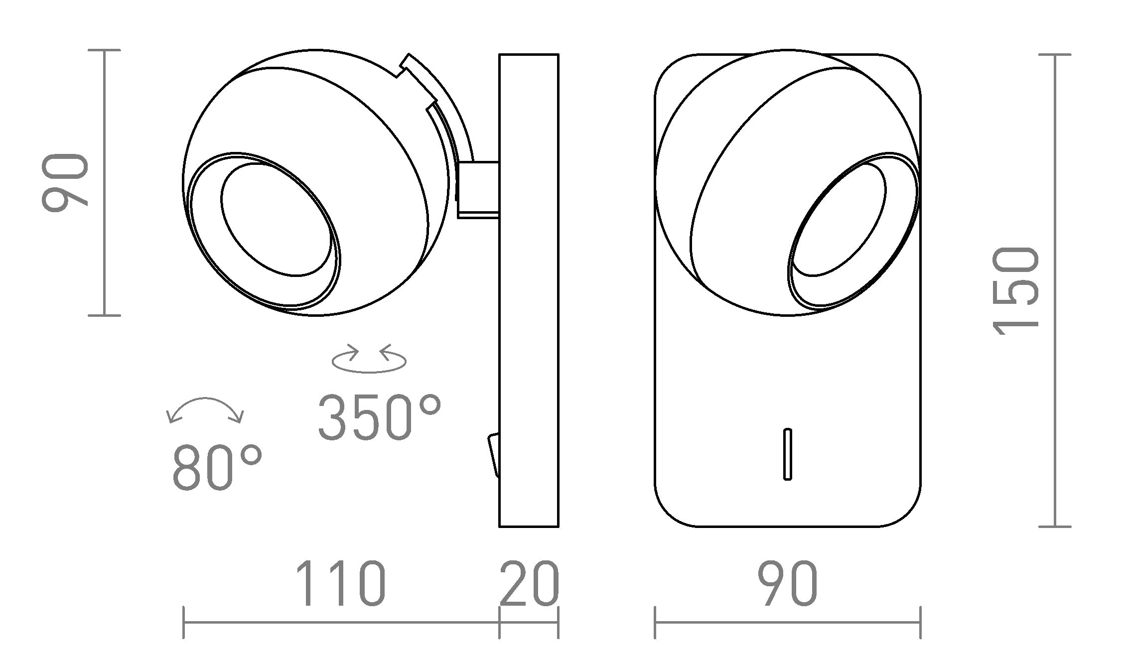 SIENA nástenná lampa - Product sketch