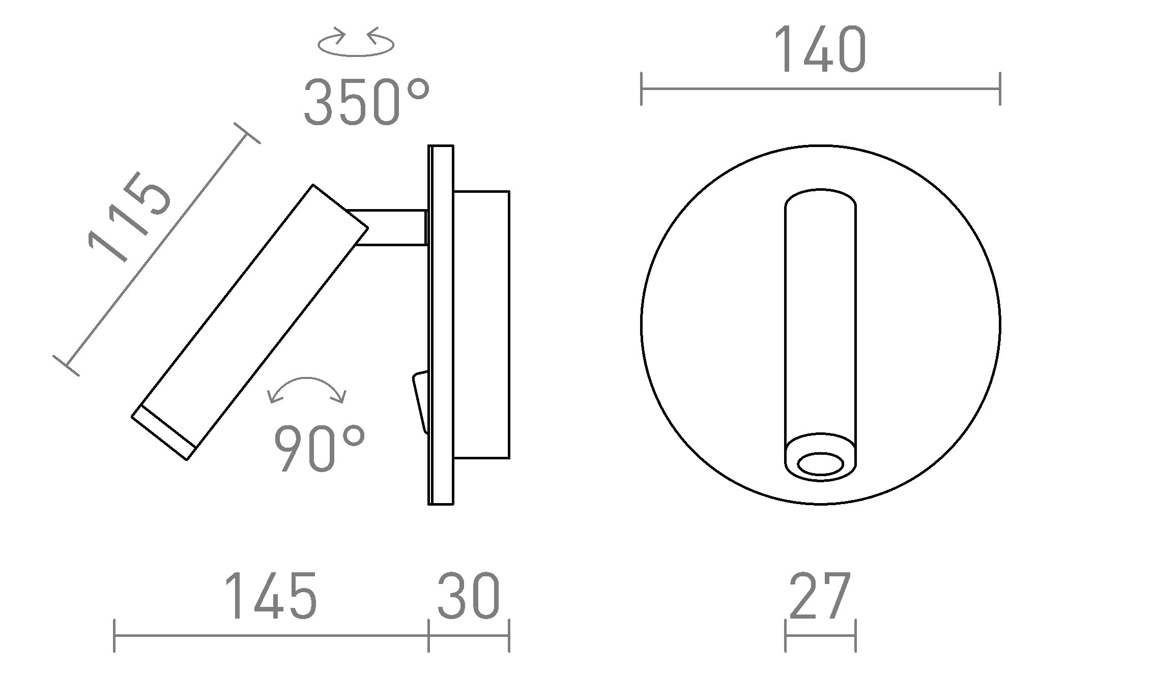 THALIA Επιτοίχιος λαμπτήρας - Product sketch