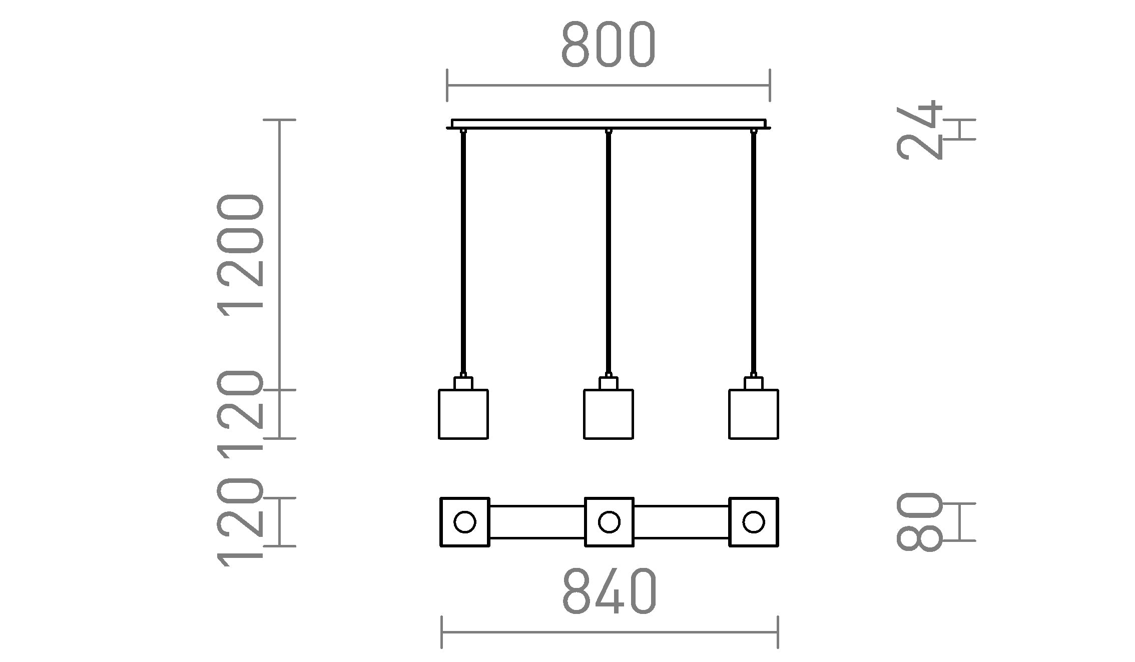 DADOS III 80 pendel lampa - Product sketch