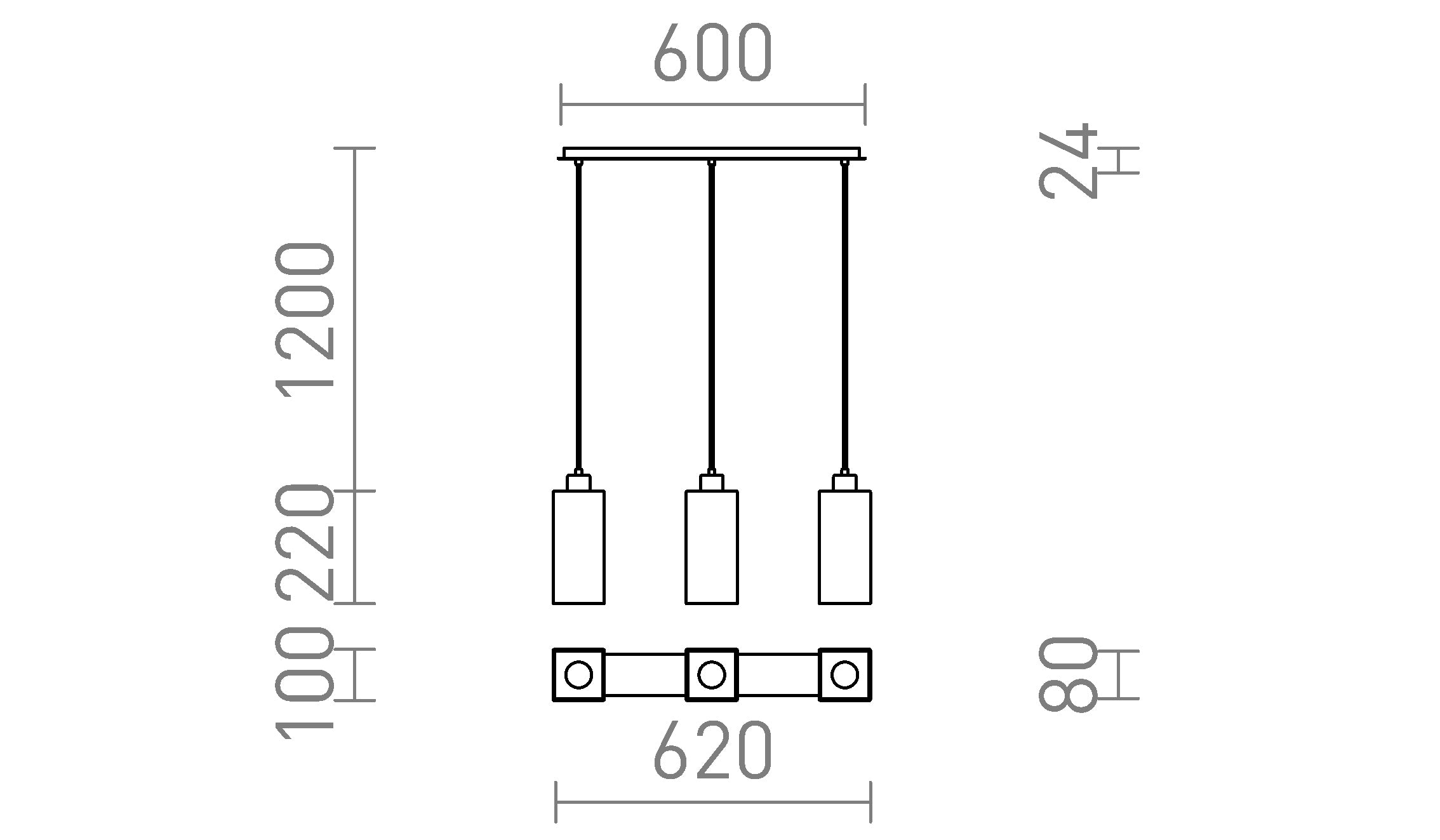 LIZ III 60 riippuvalaisin lamppu - Product sketch