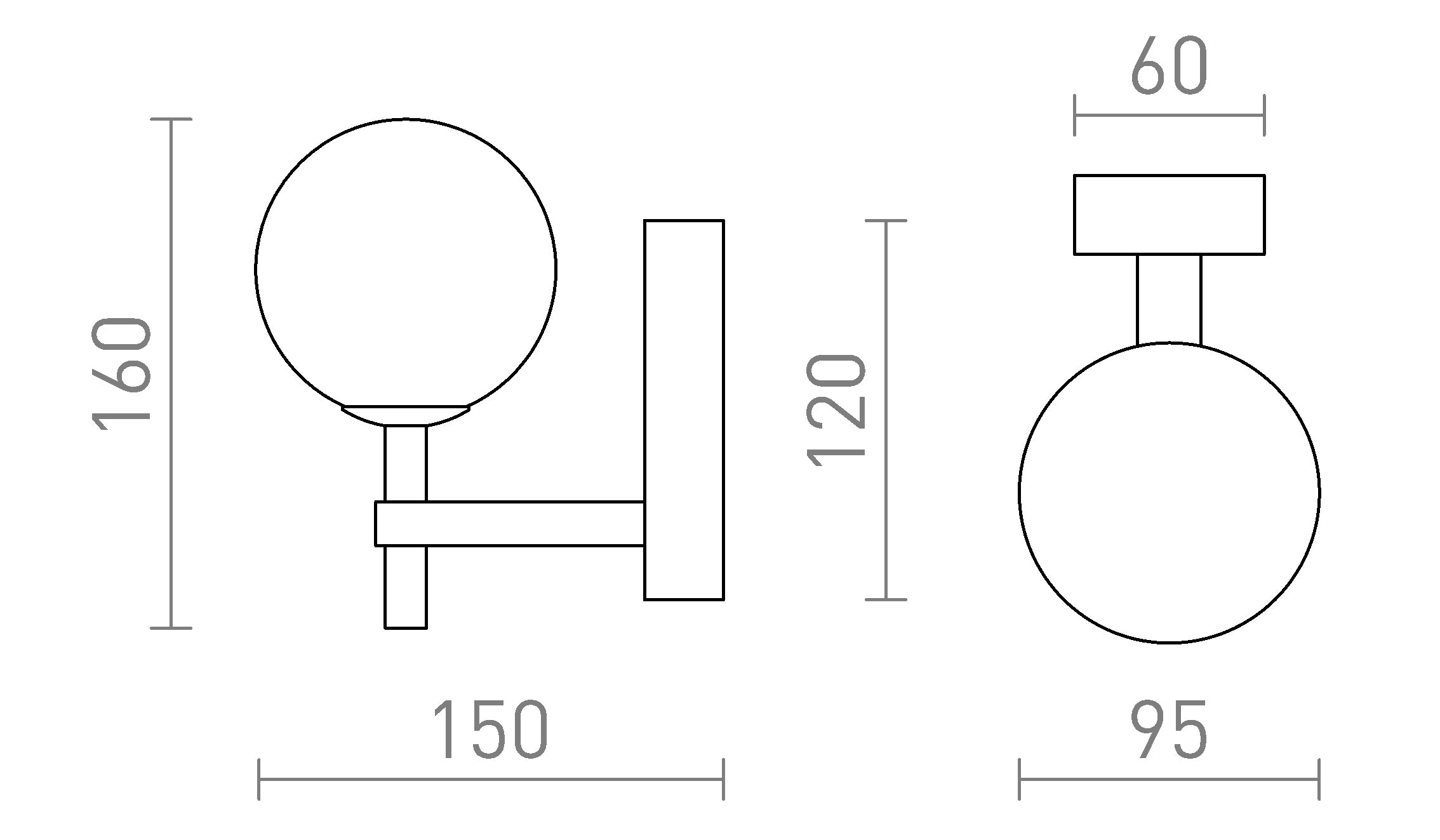 PEGGY na parede lâmpada - Product sketch
