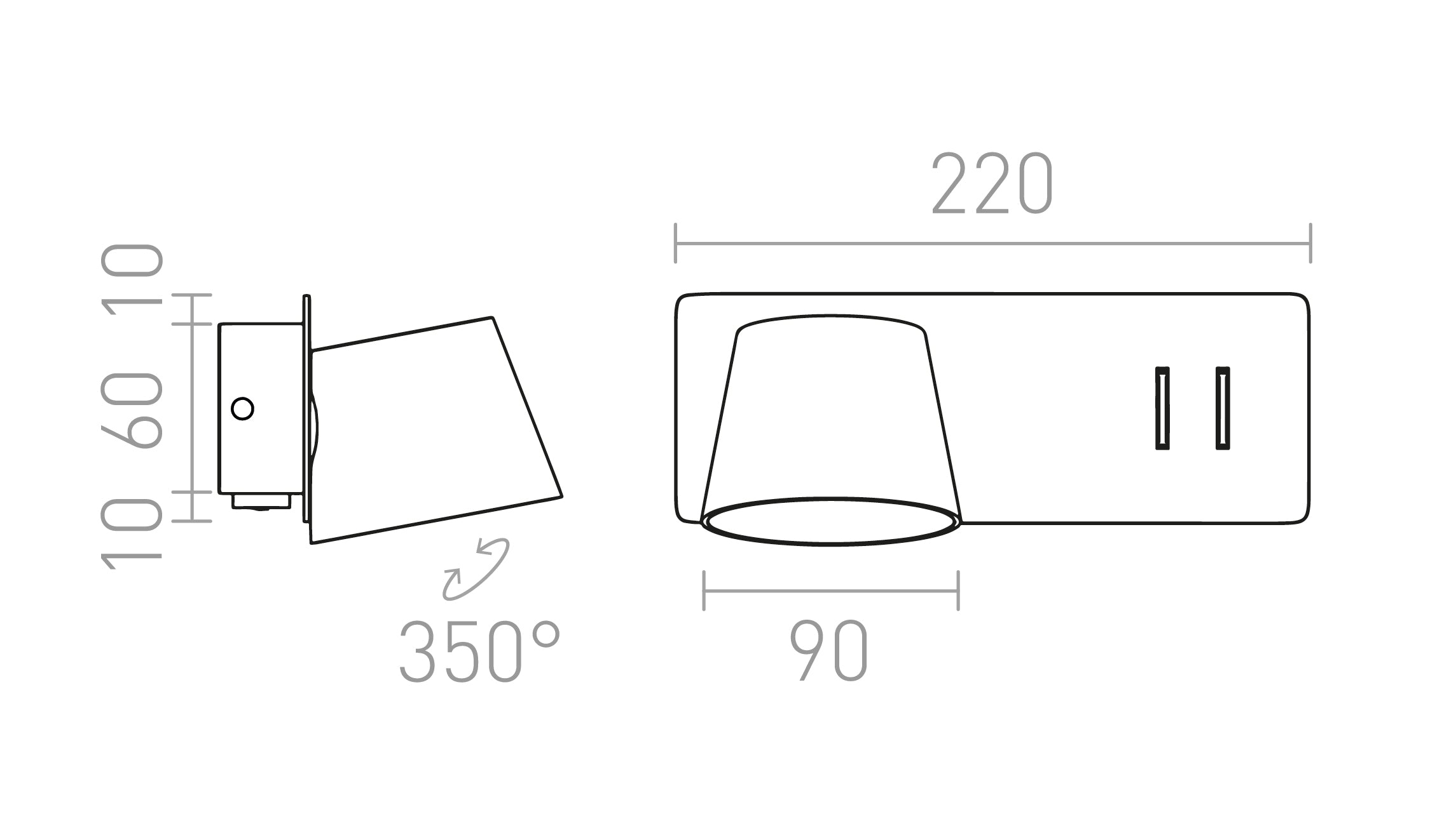 AMADEUS ściana z podświetleniem - Product sketch