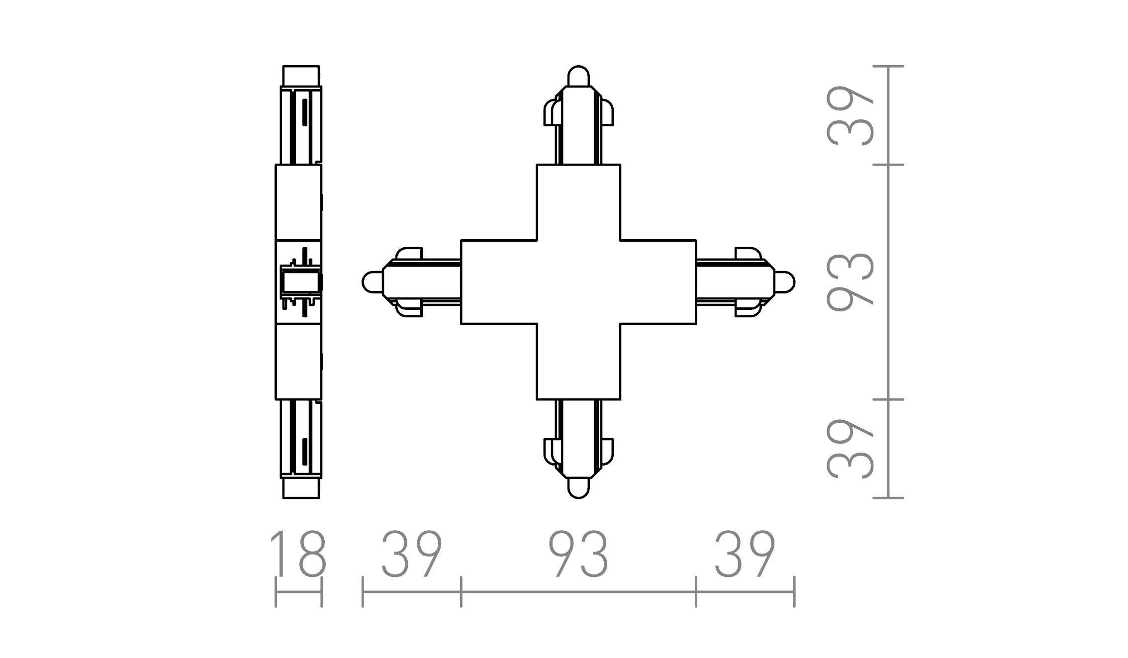 X-CONNECTOR FOR 1-CIRCUIT TRACK - Product sketch