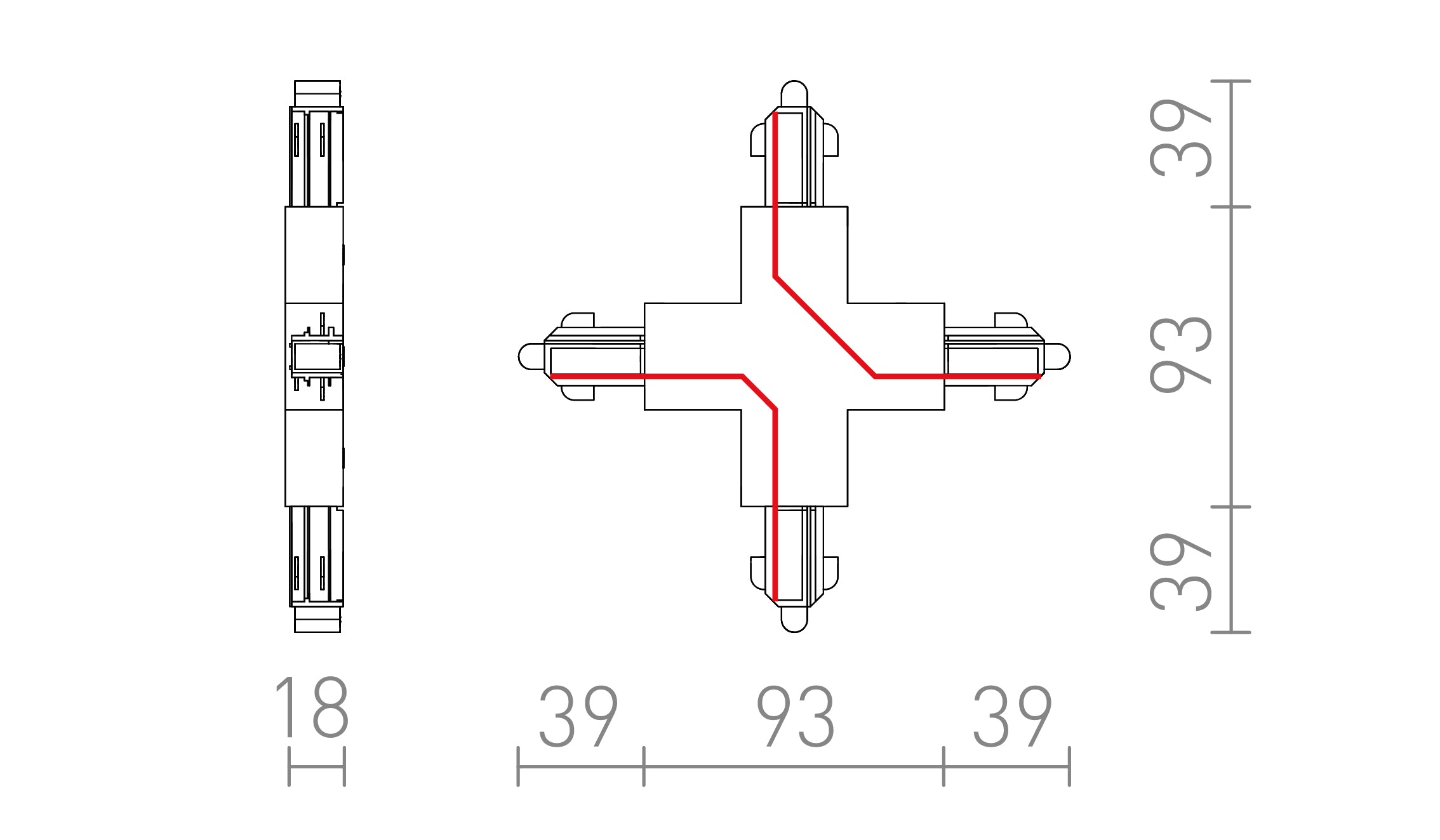 X-CONNECTOR FOR 1-CIRCUIT TRACK - Product sketch