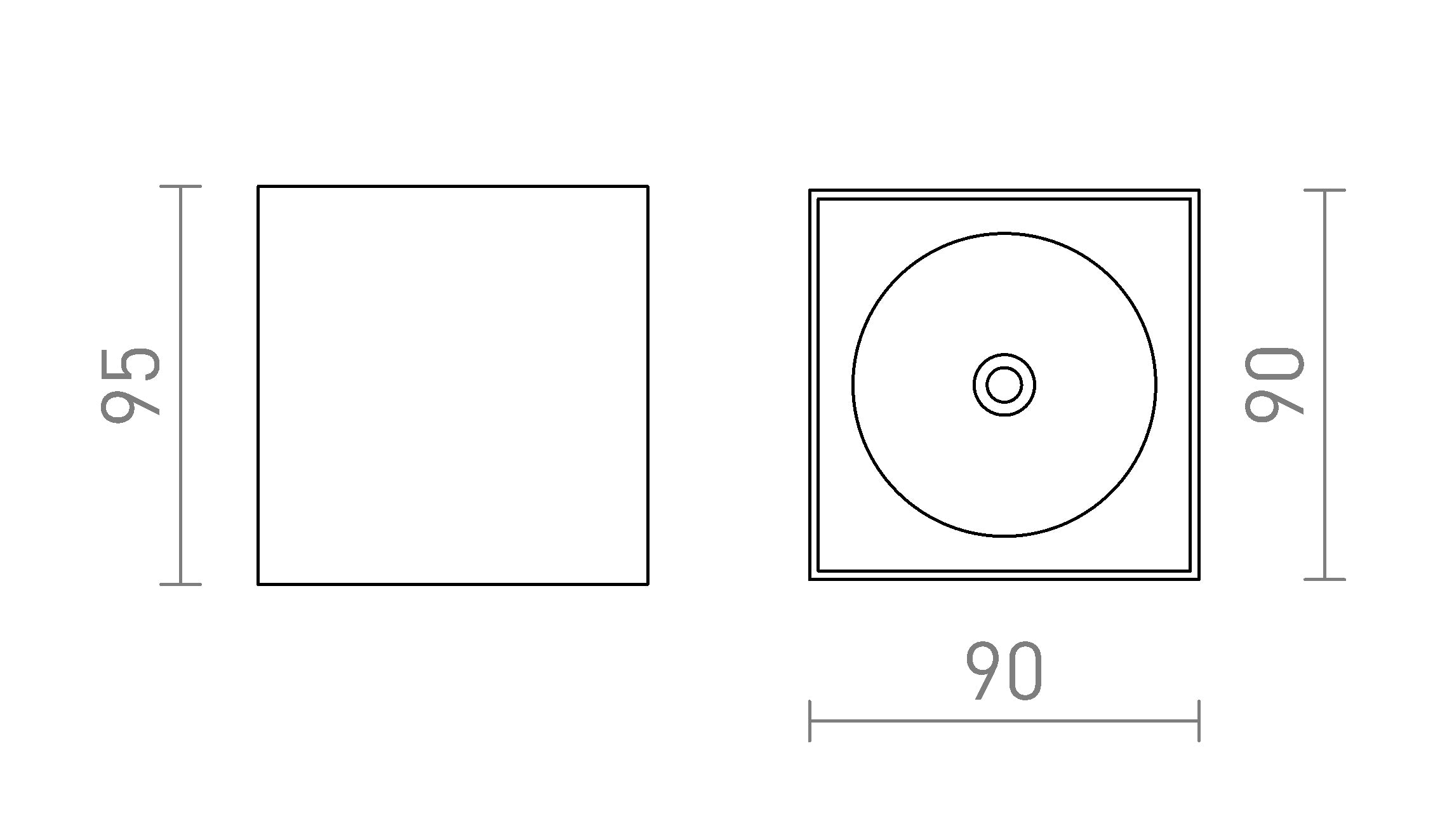 SENZA SQ ceiling lamp - Product sketch