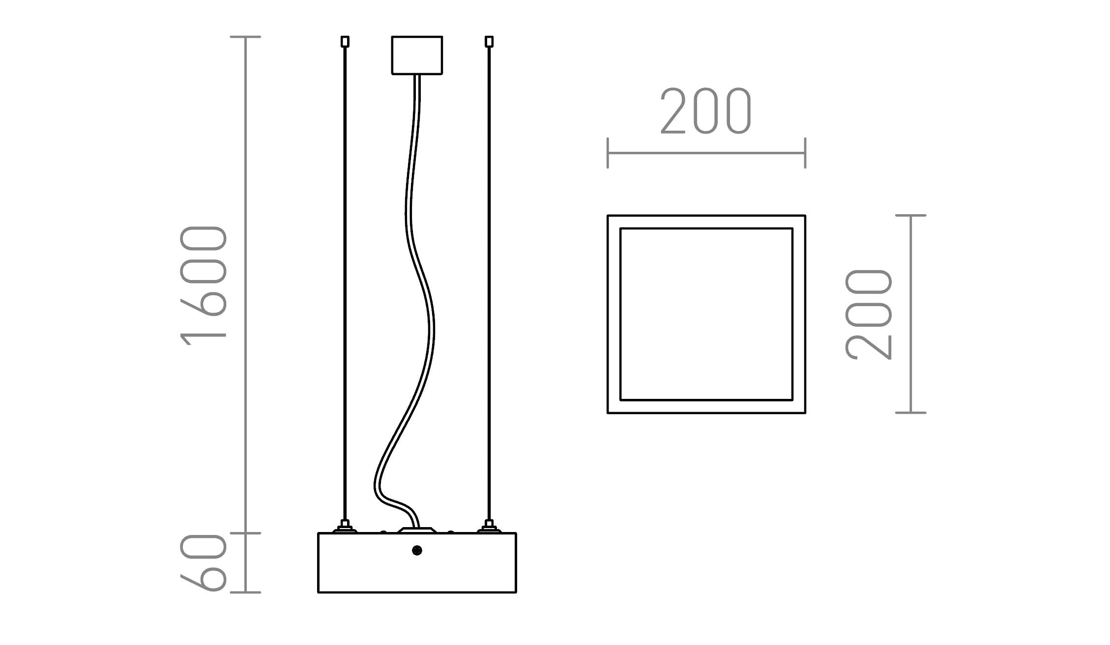 STRUCTURAL LED PENDANT 20X20 - Product sketch