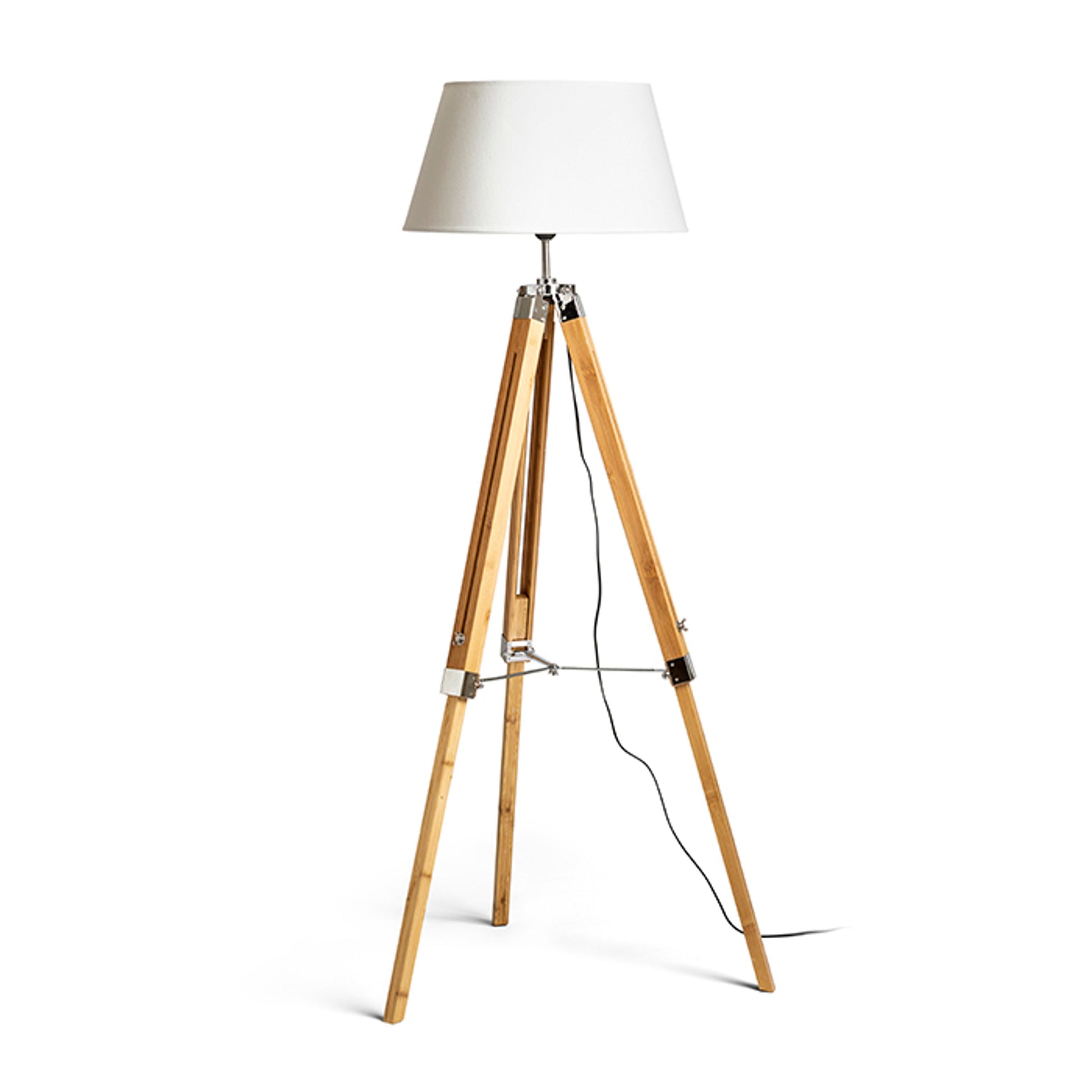 RENDL floor lamp ALVIS/AMBITUS 46 floor white bamboo/chrome 230V LED E27 15W R14044 1