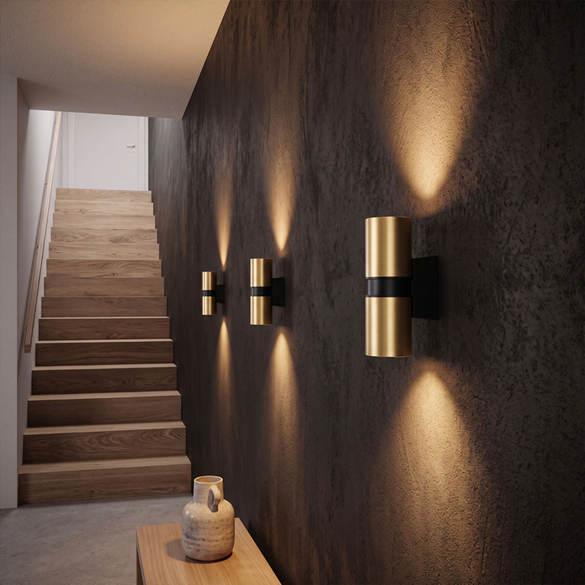 RENDL outdoor lamp MANO wall brushed brass/black 230V LED GU10 2x8W IP54 R14127 5